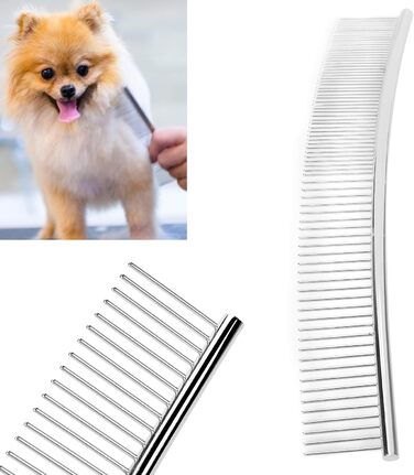 Гребінець для грумінгу собак з нержавіючої сталі, вигнутий носик, для видалення шерсті собак та котів (25 см)