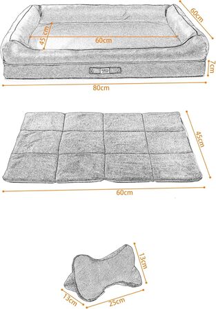 Райкоу - лежанка для собак з знімним подушкою, м'яка та миється. Лежанка, подушка для собак, собаче ліжко, килимок - високоякісне місце для сну для вашого вірного друга. (Темно-сірий, 80 * 60 * 7 см)
