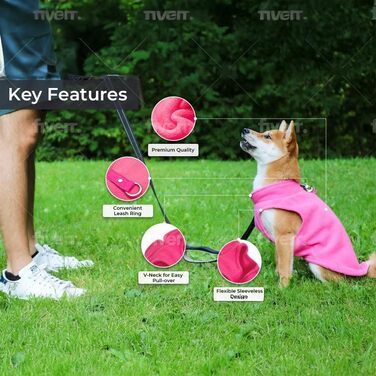 Тепла жилетка JACKO & CO для собак та котів з кільцем для повідка – м'яка, легка, дихаюча (XXL, Рожева)