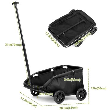 Складаний візок для маленьких тварин: зручний транспорт для собак та котів з килимком та сумкою (темно-зелений, чорний)