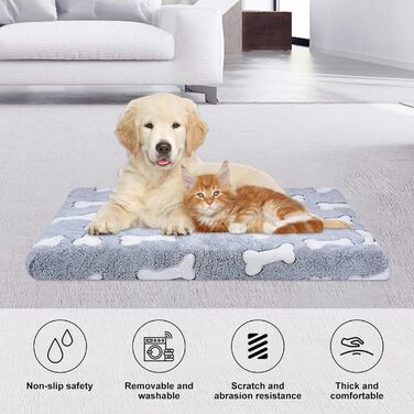 Килимок для собак Qoosea з Memory Foam, 50х40 см, сірий. Килимок для котів та собак середніх порід, миючий, з антиковзною основою