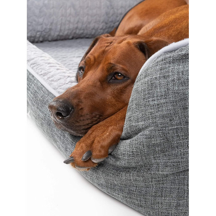 TrendPet VitaBed сірий - ортопедичне преміум собаче ліжко з матрацом з Memory Foam 5 см (120x100 см)