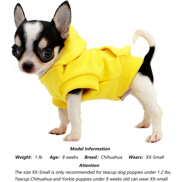 Теплий жовтий светр-худі для собак, цуценят чихуахуа, бавовна, розмір XXS