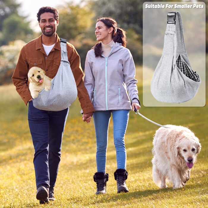 Сумка-переноска для тварин, регульована переноска для собак, реверсивна переноска для маленьких собак до 7 кг, переноска для собак, переноска для собак для прогулянок та активностей на відкритому повітрі (Сірий)