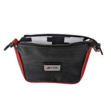 Сумка-переноска для собак MYXA Classi, авіапереноска, сумочка для собак з відстібним дашком (з кишенею), червоний колір, з ручками та клатчем