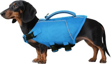 Спасальний жилет для собак Asenku XS, блакитний. Жилет для плавання, катання на човні та каякінгу. З ручкою та світловідбиваючими елементами. Легкий та безпечний.