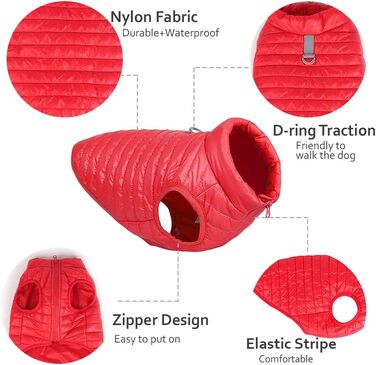 Зимовий теплий водонепроникний теплий зимовий одяг для собак з кільцем D, суперлегкий, для маленьких собак, кошенят, цуценят (XS, Чорний)