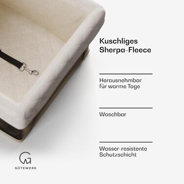 Автокрісло для собак Gütewerk: середні та малі породи, з безпечною лінією, стабільне та складне