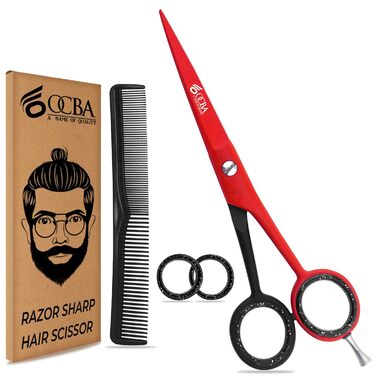 Професійні ножиці для волосся OCBA 6 дюймів - ножиці для перукарів та салонів, для чоловіків та жінок (червоно-чорні)