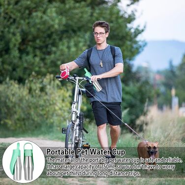 Водяна пляшка для собак Taozoey 750 мл, подорожі, вигул, кемпінг, зелена