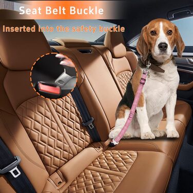 Безпечний поводок для собак у машину Seyezo, 3 шт., регульований, світловідбиваючий, для кріплення до підголів'я, рожевий