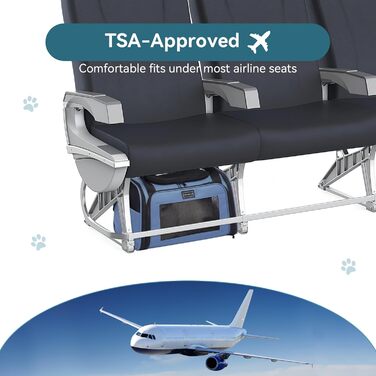 Транспортна переноска для котів та маленьких собак Petsfit, блакитна, S, з захисним ременем та розкладною підстилкою