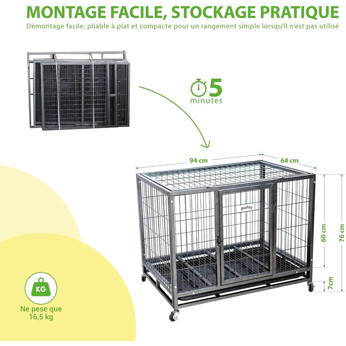 Транспортна переноска для собак MouvedyL, 94x64x76 см, переноска для собак для дому та вулиці, 2 дверцята, висувна підставка, 360° колеса