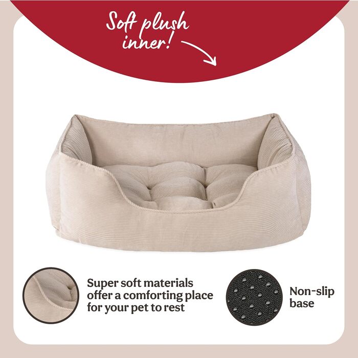 Ляжка для собак Rosewood Cord, квадратна, бежева, розмір S