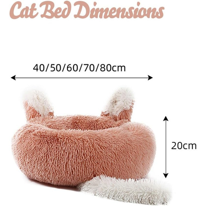 М'яке ліжко для собак та котів з плюшу, 60 см, рожеве. Ліжко для великих собак, кошенят та цуценят. Легко миється.