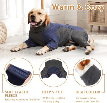 Зимовий теплий халат-комбінезон для собак, флісова куртка для маленьких, середніх та великих собак. Халат-комбінезон для тварин з ніжками, регульований, теплий костюм для собак. Кольори: синій/сірий, розміри: XL, X-Large