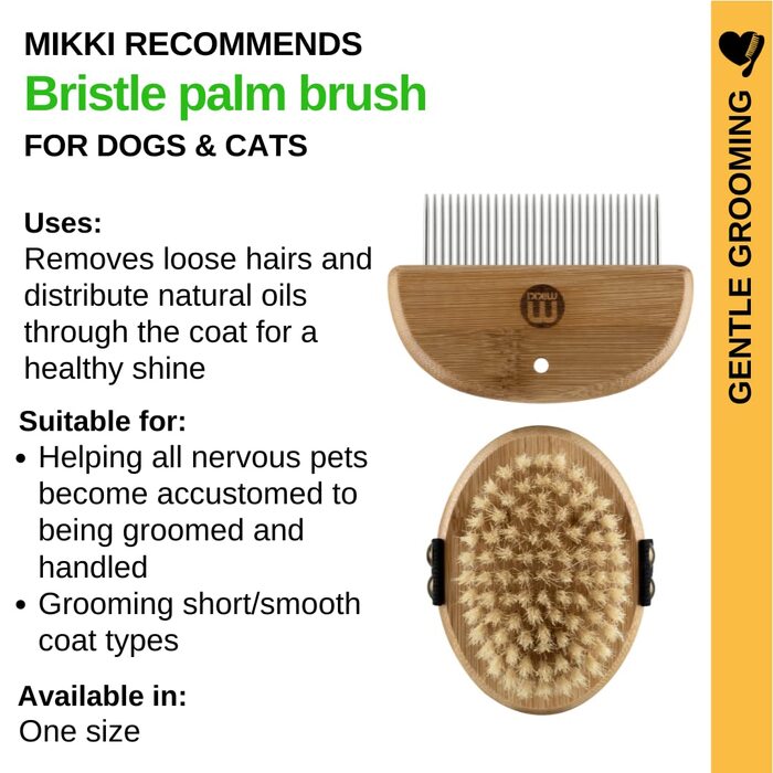 Набір для догляду за шерстю Міккі 6280004 для цуценят та молодих кошенят: щітка з щетиною та гребінець, для собак та котів, з бамбука, 130 г