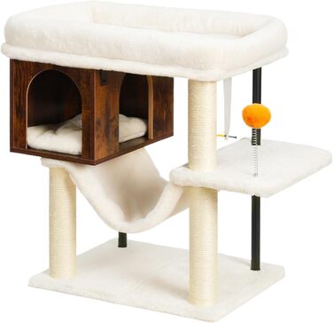 Котячий будиночок з дряпалкою Heybly HCT017WB, 57.5 см, Vintage Brown, велика платформа 54x40 см, сталеві труби, для великих котів