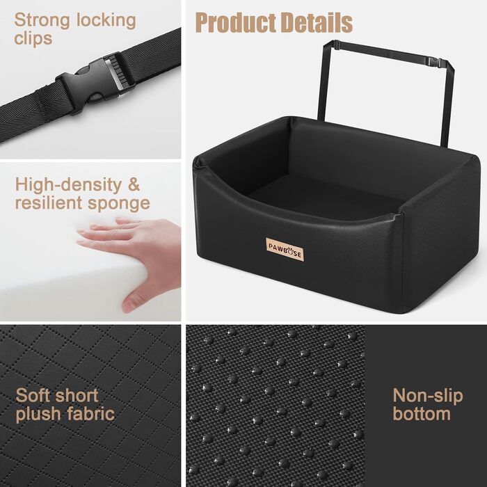 Автокрісло для собак, переноска для собак великих порід (до 25 кг) з ременем безпеки, водонепроникне автоліжко для тварин