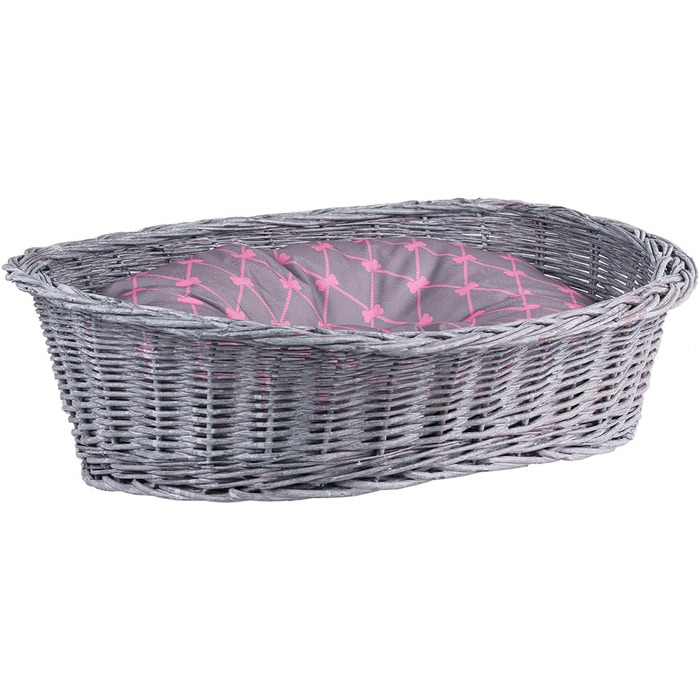 Плетене ліжко для собак та котів з лози (50x36x16 см, сірий)