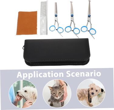 Набір професійних ножиць для грумінгу собак та котів. Зручні ножиці з вигнутими та прямими лезами. Зі сталі, з кейсом.