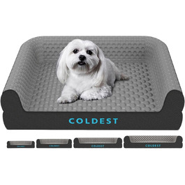 Охолоджувальне ліжко для собак Coldest Cozy, середнє, сіре – знімний та праний чохол, нековзке, для малих і середніх порід