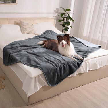 Водонепроникний коврик для собак з Sherpa Fleece, 127x152 см, для захисту меблів, сірий, можна прати