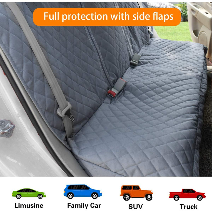Авточохол на сидіння для собак з віконцем та боковою клапаною, водовідштовхуючий та нековзний, для автомобілів, вантажівок та SUV (144 см x 129 см)
