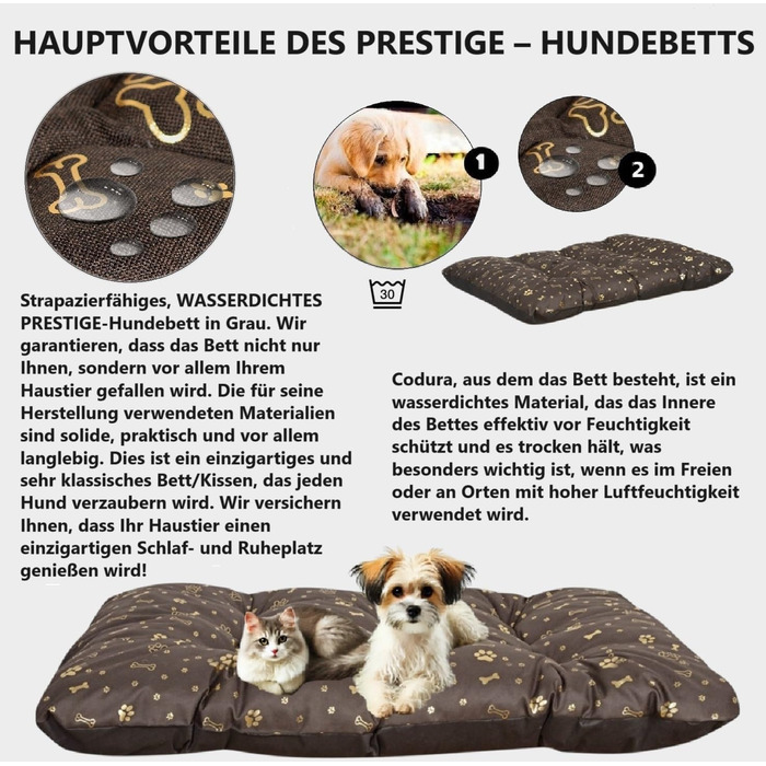 Крісло-ліжко для собак King Dog XL (120x80 см) коричневе, водонепроникне, миється, з оксфордської тканини