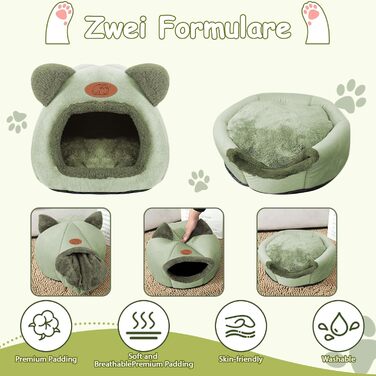 Кіт Будинок ТоКінЦен, Миючий, для Кішок, Кроликів, Собак, з Антиковзким Дном та Знімним Матом, Зелений