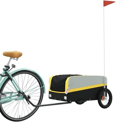 Причіп для собак Gecheer - чорно-жовтий, вантажопідйомність 30 кг, з прапором та відбивачами, 122 x 52.5 x 42.5 см