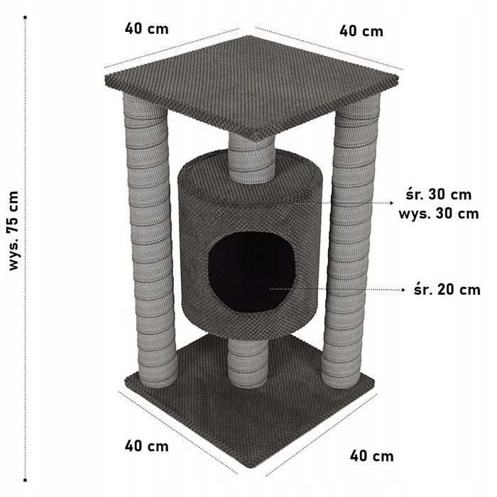 Комплект для котів Makspol 61: низька та висока дряпки, лежанка, килимки-дряпки, стовпчик та ігровий комплекс (100 см)