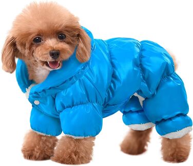 Зимовий одяг для собак AOFITEE: теплий костюм, куртка, жилет, костюм від снігу, водонепроникний, для маленьких собак, розмір S, колір: морська хвиля