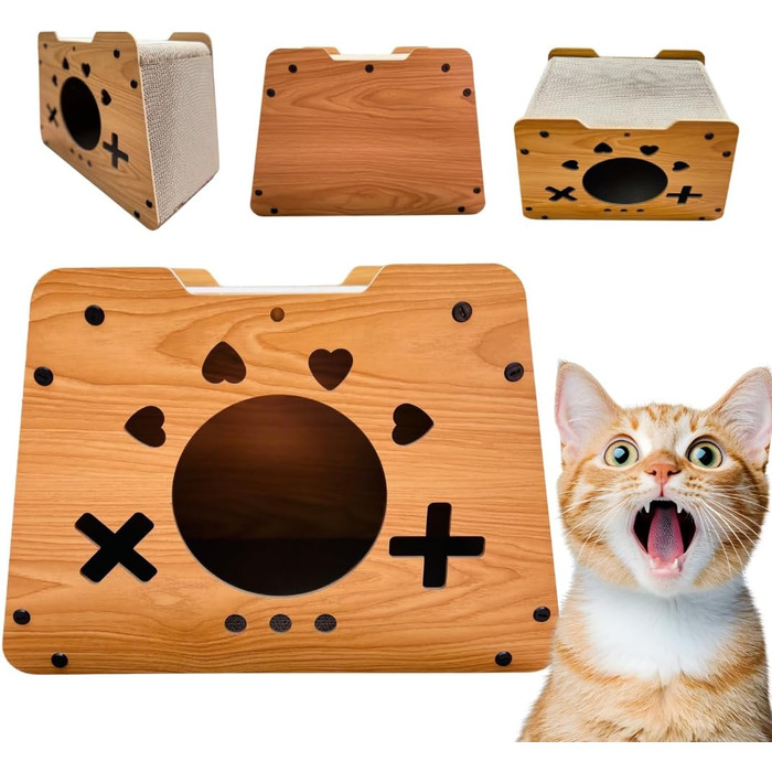 Дім-кігтеточка для котів Klein - екологічні меблі з картону, легкі, стабільні та компактні. Ідеально для маленьких квартир та котів будь-якого віку