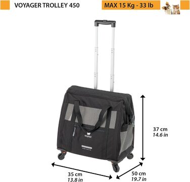 Транспортна переноска для собак та котів Ferplast Voyager Trolley, біла, з висувним ручками та колесами, до 15 кг, 46 x 26 x 48 см