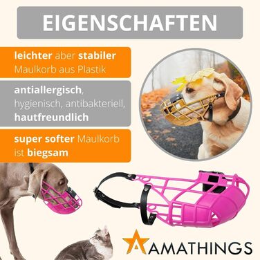 Нашийник-маска для собак AMATHINGS Super Kennel Soft з м'якою накладкою на ніс. Ідеально для вигулу, майданчиків для собак, вольєрів та перегонів (Рожевий)