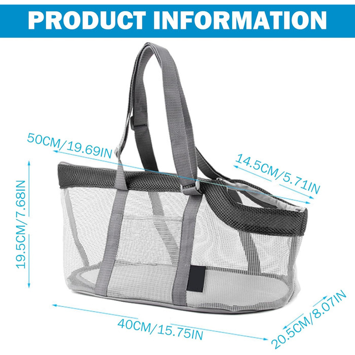 Переноска для тварин Haustier, сітчаста переноска для котів з регульованою ручкою та дном, дихаюча переноска для собак маленьких порід для вулиці