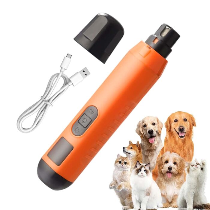 Електричний триммер для собак та котів, 5 швидкостей, акумуляторний, професійний, для догляду за кігтями, помаранчевий
