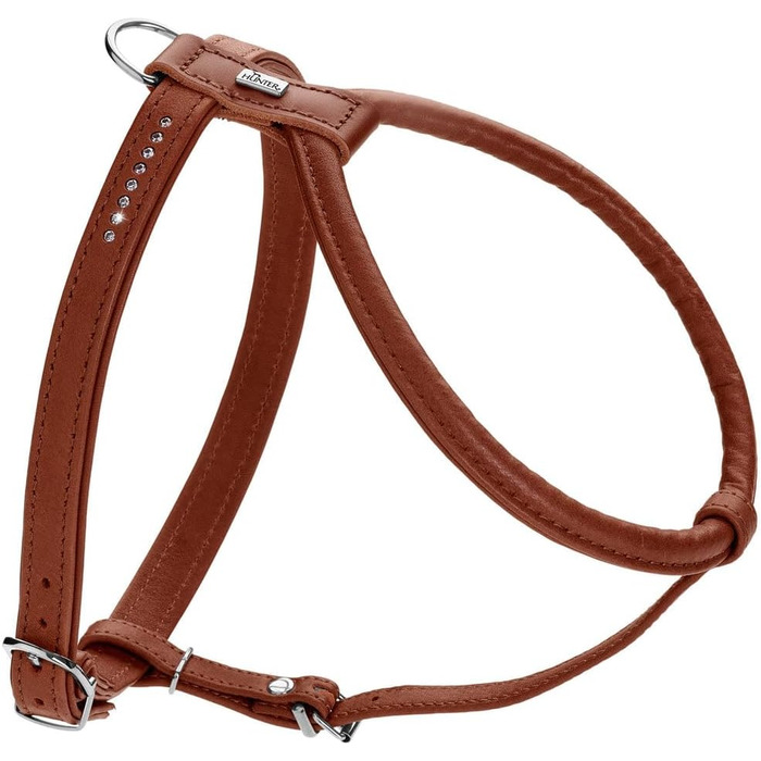 Нашийник для собак HUNTER Round & Soft Canadian UP, колір: м'яка шкіра, кругла строчка, бережна до хутра, екологічна, Made in Germany, розмір S-M, коньячний