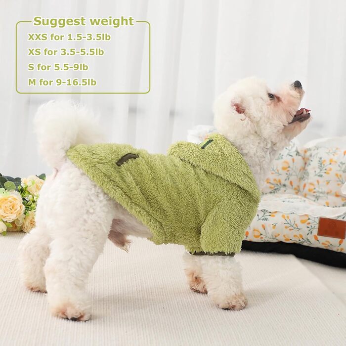 Теплий плюшевий в'язаний светр для цуценят та маленьких собак (зелена авокадо, XXS)