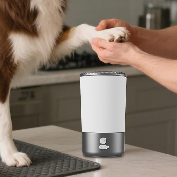 Електричний очищувач лап для тварин | Автоматичний набір для миття лап | Для собак, котів, цуценят | Чорно-білий