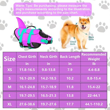 Шкіряна жилетка для собак Fragralley з принтом акули, для плавання та катання на човнах, жилет для собак з високою плавучістю та ручкою для рятування, для собак малих, середніх та великих розмірів (X-Small, фіолетовий + GN)