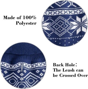 Теплий зимовий пуловер для собак та котів BINGPET з мотивом сніжинок, м'який, теплий (S, Морська синя)