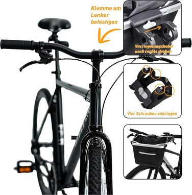 Складаний водонепроникний велосипедний кошик Lemondo – алюмінієвий кошик на кермо з подвійними ручками, 35,5 x 24,5 x 25 см, для покупок, пікніків, транспортування домашніх тварин, аксесуари для велосипеда
