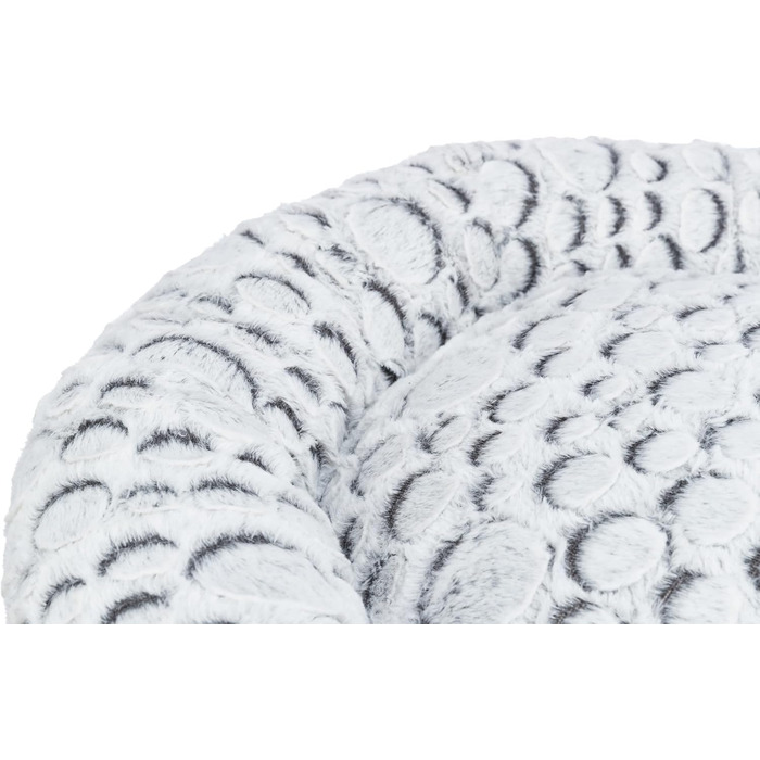 Тріксі лежанка для собак Міла, діаметр 50 см, біло-сіра, м'яке собаче ліжко з плюшем, кошик для маленьких собак, неслизька, 38985