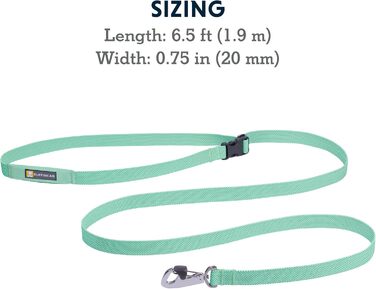 Повідок Ruffwear Flagline для собак, швидкий і легкий, міцний, 2-в-1 – для руки або талії, з кишенею для зберігання та Crux-Clip, зелений, універсальний розмір