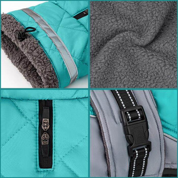 Тепла водонепроникна жилетка для собак з коміром, м'яка та зручна, зелена, розмір M