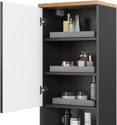 Шафа для ванної Vicco Eden, антрацит/дуб артісан, 40x77 см, меблі для ванної кімнати
