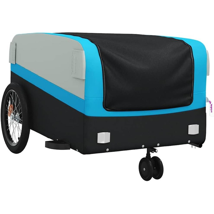 Дитячий/Транспортний причіп для собак, велосипедний причіп чорного та синього кольору, 45 кг, сталь, легкий у збиранні