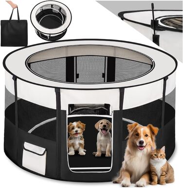 Тектейк® Вольєр для цуценят, аксесуари для собак, вольєр для собак складний, клітка для дрібних тварин (кролики, коти), вольєр для кроликів та морських свинок - Чорний | № 402438